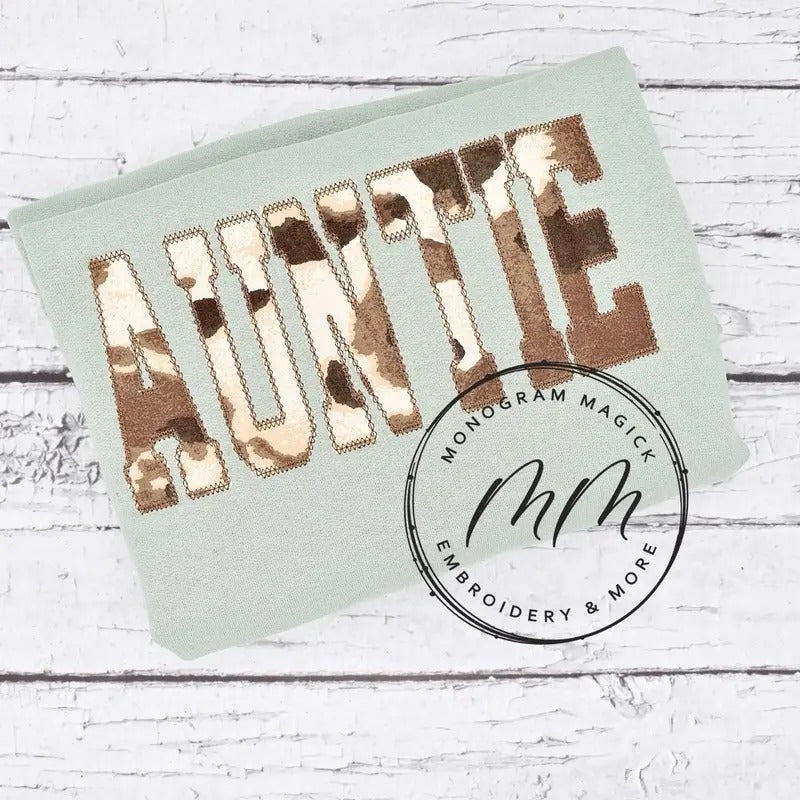 Auntie Cow Print Sage Sweatshirt western outfits T-Shirts, Hoodie | HypeDripTees.com