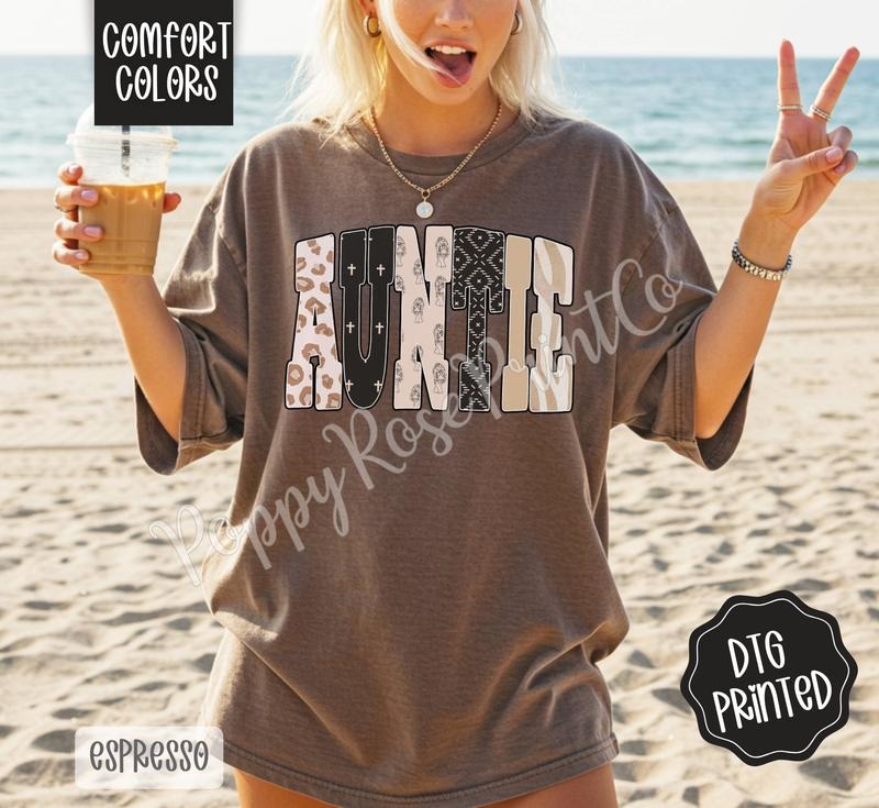 Auntie Tiger Shirt Comfort Colors, Trendy Graphic Women's Tee, Gift for Her Hoodie, Sweatshirt | HypeDripTees.com