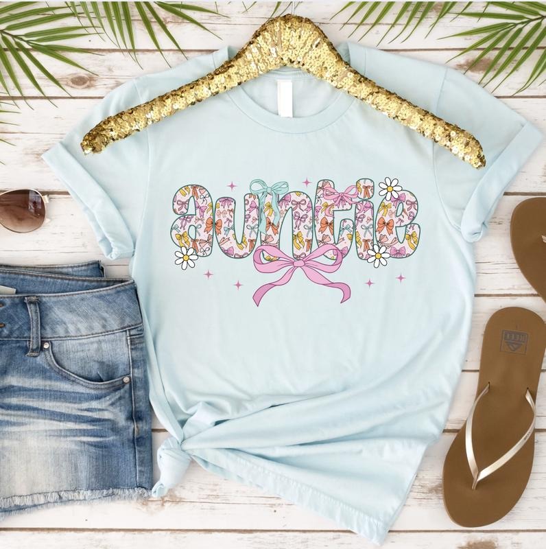 Auntie with bow Tshirt Hoodie, Sweatshirt | HypeDripTees.com