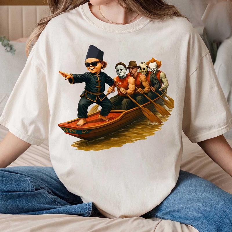 Aura Farming Boat Kid Horror Characters Shirt, Horror Farming Boat Shirt, Funny Halloween Tee, Retro Halloween Shirt,...