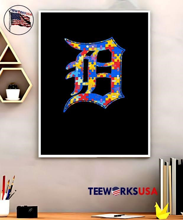 Autism Awareness Detroit Tigers Puzzle Piece T-Shirt