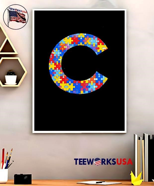Autism Awareness Jigsaw Puzzle Piece Letter C T-Shirt