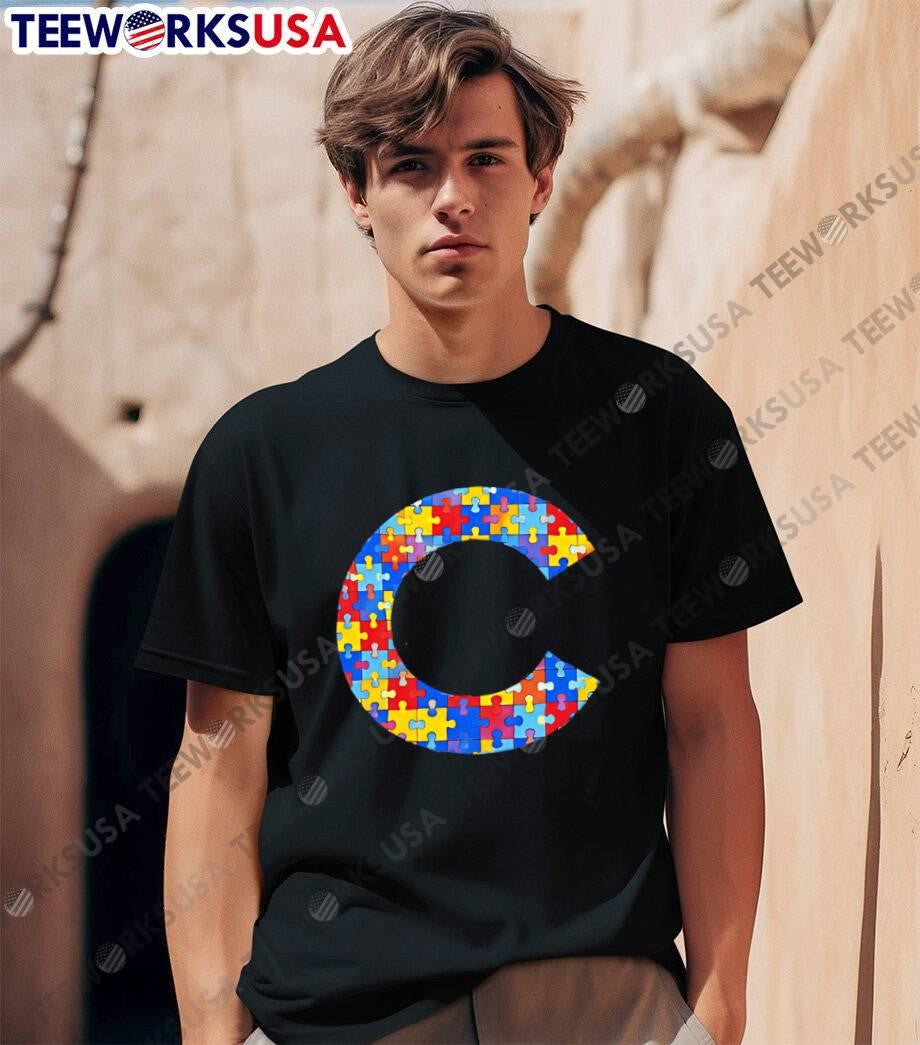 Autism Awareness Jigsaw Puzzle Piece Letter C T-Shirt