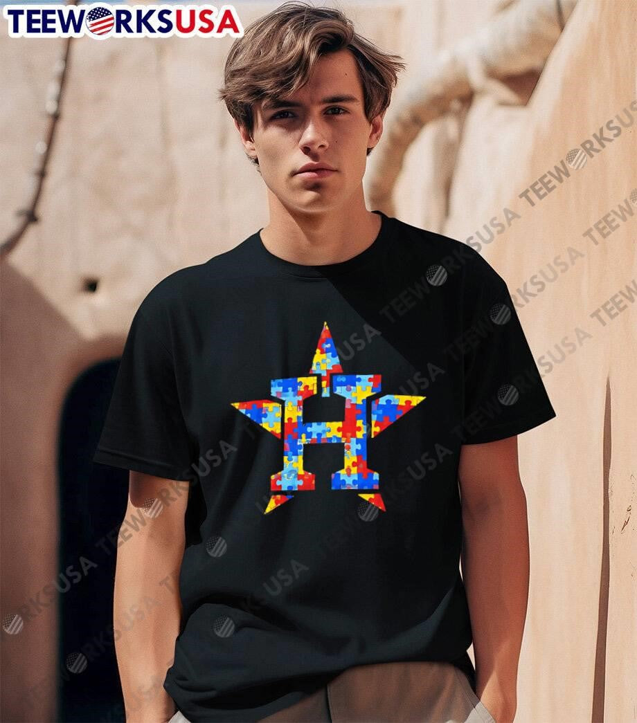 Autism Awareness Puzzle Piece Houston Astros T-Shirt
