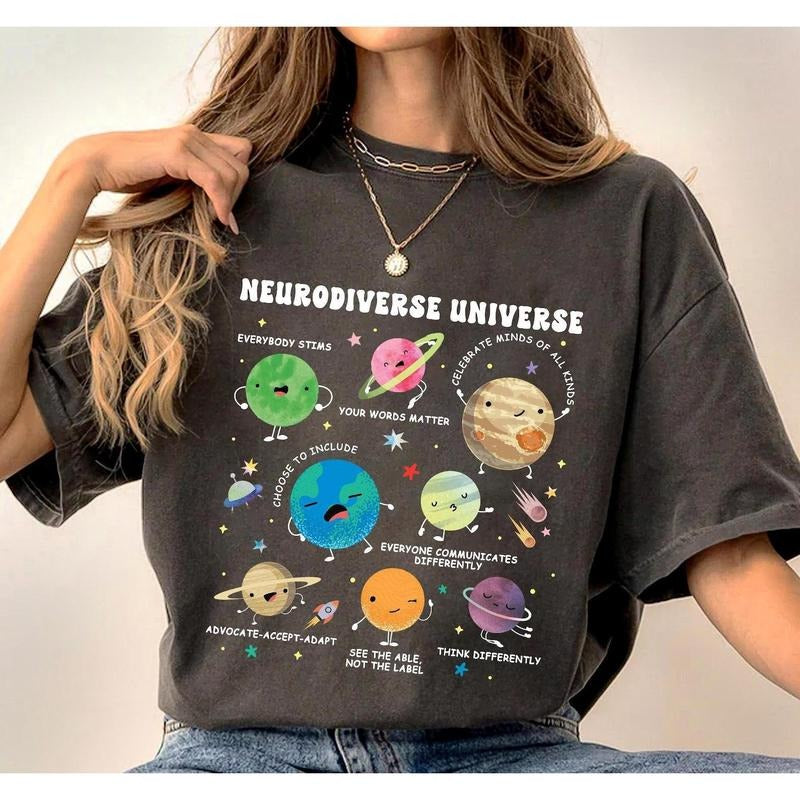 Autism Awareness T-Shirt, Neurodiverse Universe sweatshirt, Sped Teacher hoodie, Space Neurodiversity Shirt, Special...