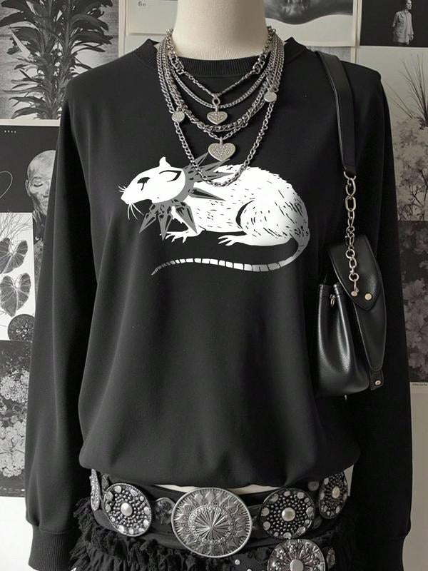Autumn Winter Women's Sweatshirt New Arrival Cute Cat Pattern Casual Simple Outdoor Round Neck Pullover, Perfect for Fall...