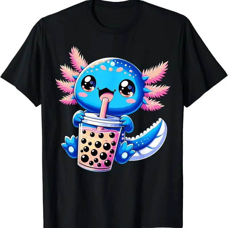 Axolotl Bubble Boba Tea Anime Cute Kawaii Blue Axolotl TShirt Hoodie, Sweatshirt | HypeDripTees.com