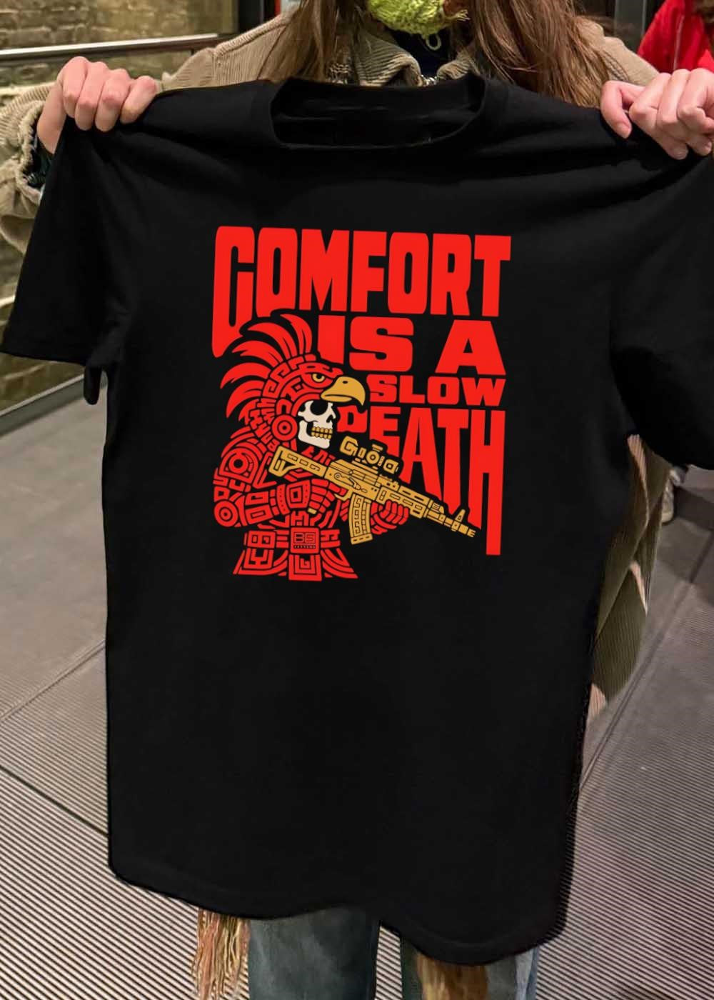Aztec Warrior Skull Comfort Is a Slow Death Tactical Soldier T-Shirt