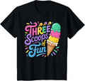 Kids Three Scoops of Fun Ice Cream 3rd Birthday Party T-Shirt