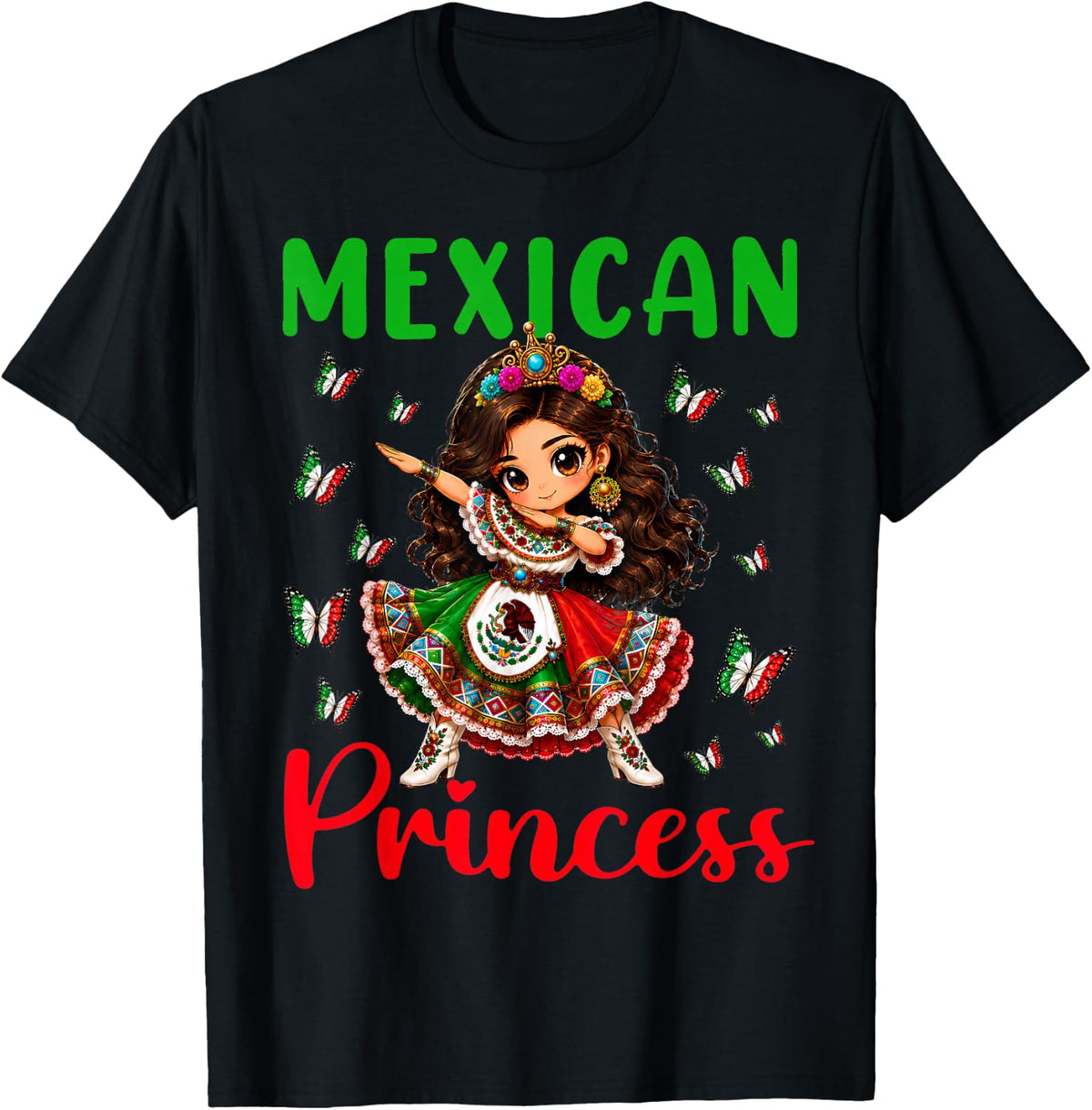 Mexican Princess Dabbing Girl Cute Girl Mexico Pride Outfit T-Shirt