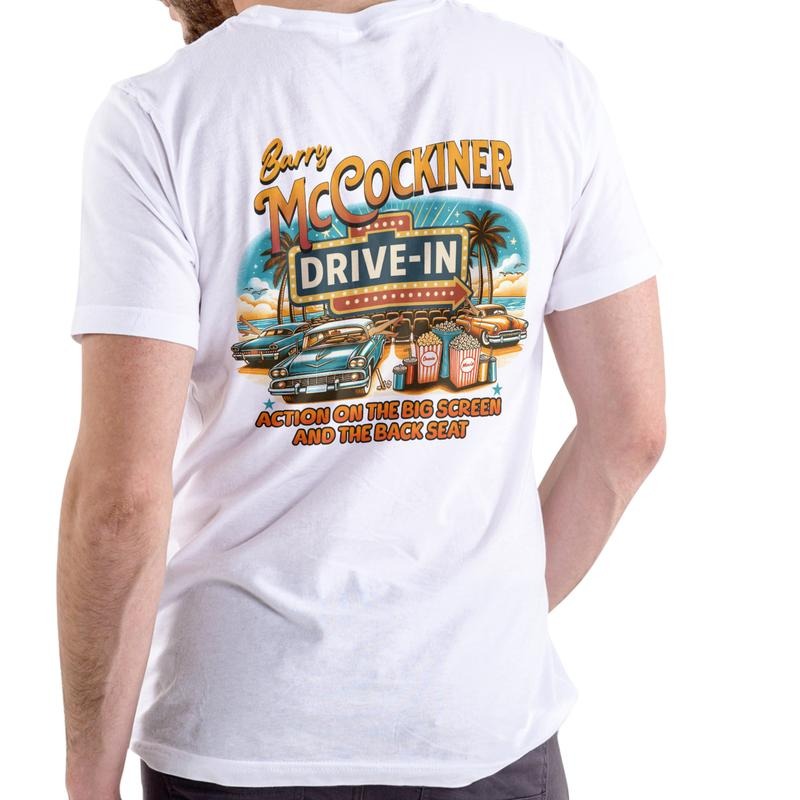 BARRY MCCOCKINER DRIVE IN T Shirt, Unisex Cotton, graphic T Shirt Hoodie, Sweatshirt | HypeDripTees.com