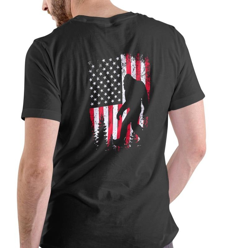 BIGFOOT AMERICAN FLAG DISSTRESSED, T Shirt, Unisex Cotton Hoodie, Sweatshirt | HypeDripTees.com