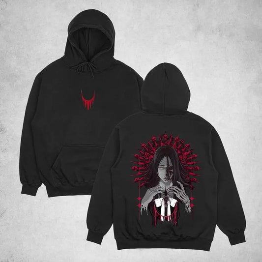 "BLEACH" Anime Double Printed Vintage Oversized Hoodie Unisex Anime Manga Heavy Cotton T-shirt, Anime Lover, Top