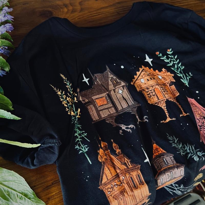 Baba Yaga Houses Black Unisex T-Shirt Hoodie, Sweatshirt | HypeDripTees.com