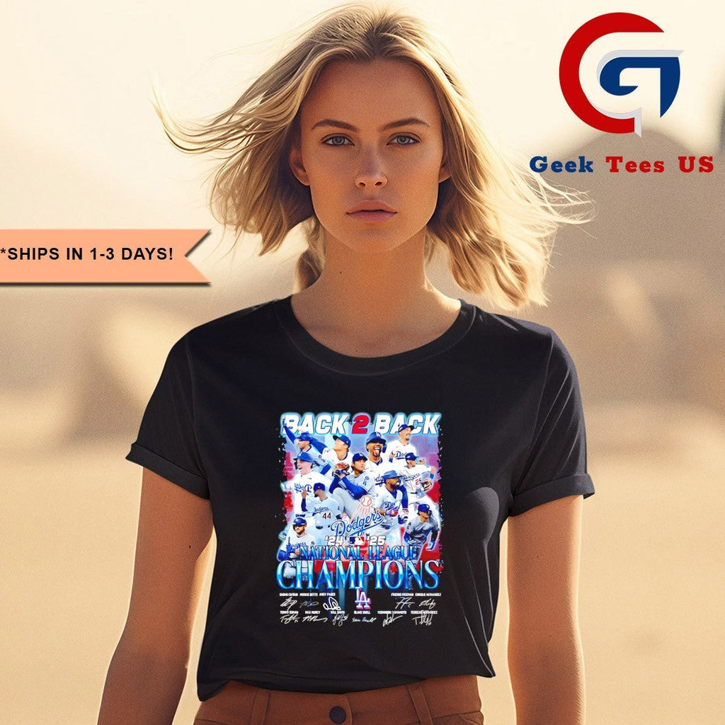 Back 2 Back 2024-2025 National League Champions Los Angeles Dodgers baseball signature shirt