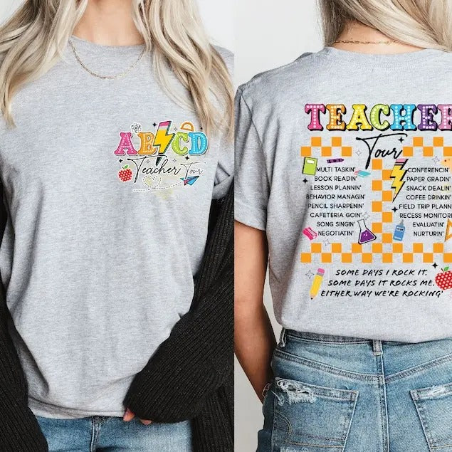 Back To School Retro Teacher Tour Shirt, ABCD Teacher Shirt,Back To School Shirt,Teacher Gift, First Day of School Shirt,...
