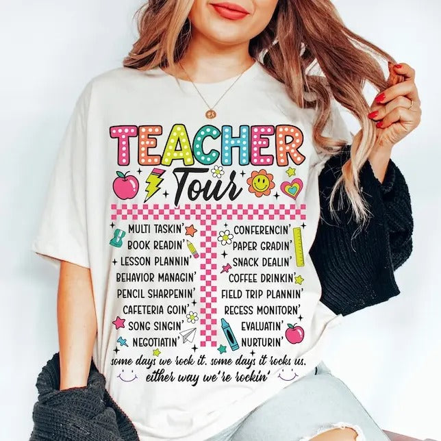 Back To School Retro Teacher Tour Shirt, ABCD Teacher Tour Shirt, Back To School, End of Year Shirt, Teacher Gift,...