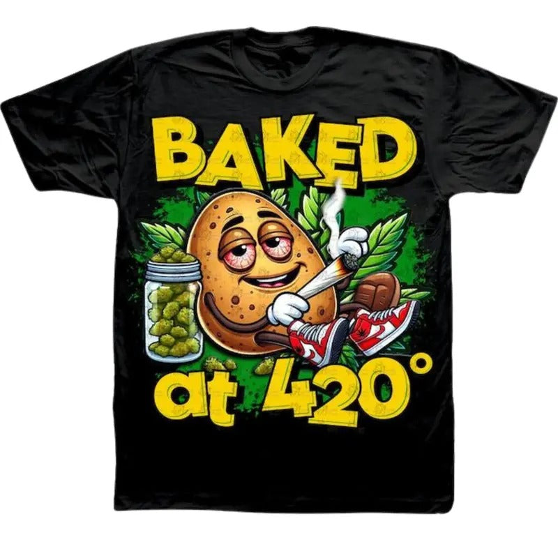Baked 420 Graphic T-Shirt, Baked at 420 T-Shirt, Gifts Menswear Top Hoodie, Sweatshirt | HypeDripTees.com