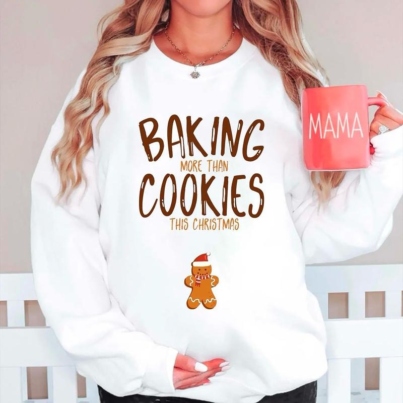 Baking More Than Cookies This Christmas Sweatshirt, New Mom Shirt, Pregnancy Christmas Shirt, Pregnancy Announcement...