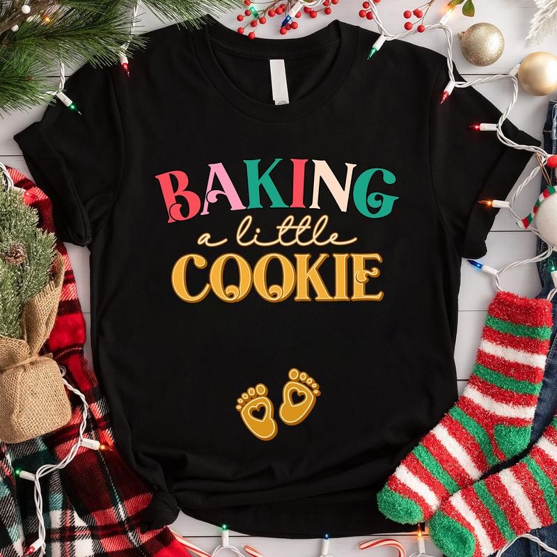 Baking a Little Cookie Pregnancy Announcement Shirt, Christmas Pregnant Sweatshirt, Pregnancy Reveal, Christmas Gift for...