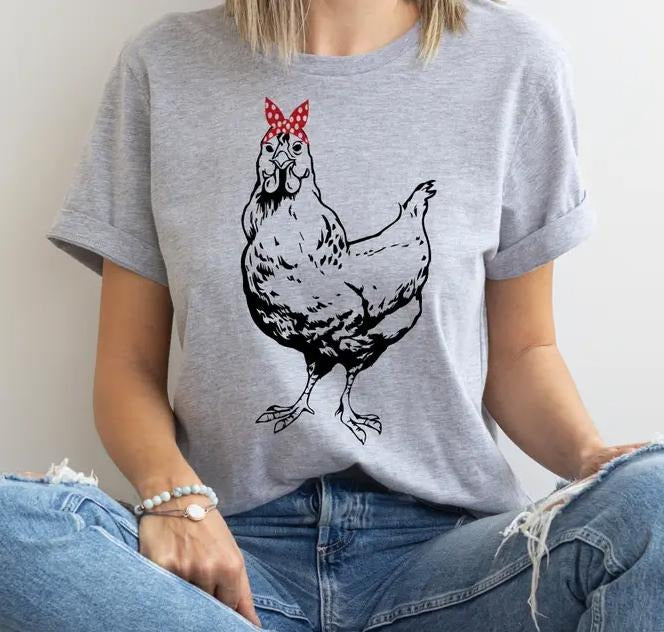 Bandana Chicken T-shirt Boho Chicken Tshirt Preppy Bandana Tee Chicken Retro T-shirt Chicken Bandana Tee Bandana Animal...