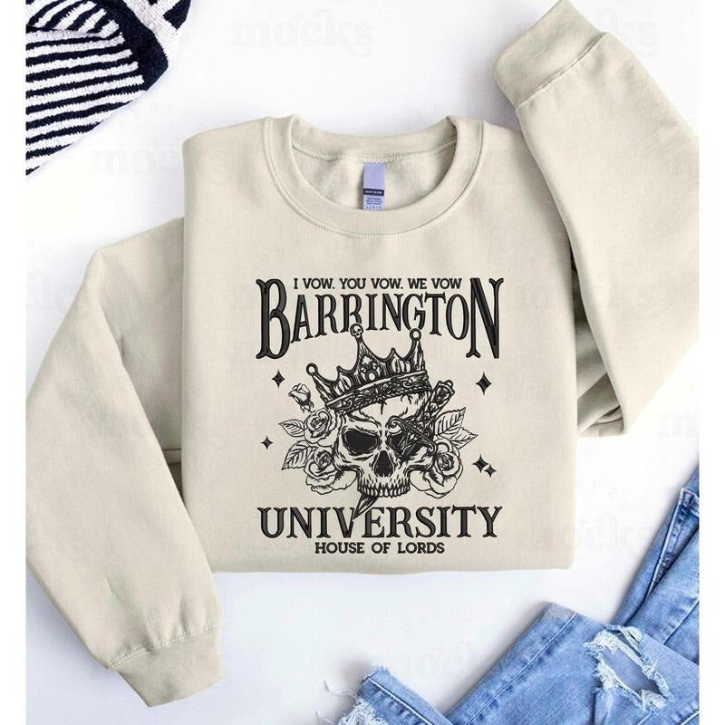 Barrington University Embroidered Sweatshirt, Dark Romance Reader Shirt, Book Lover Gift Hoodie | HypeDripTees.com