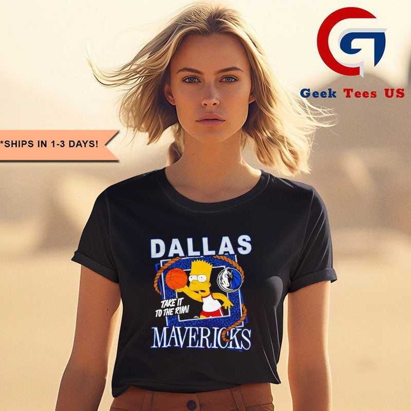 Bart Simpsons Dallas Mavericks NBA take it to the rim cartoon shirt