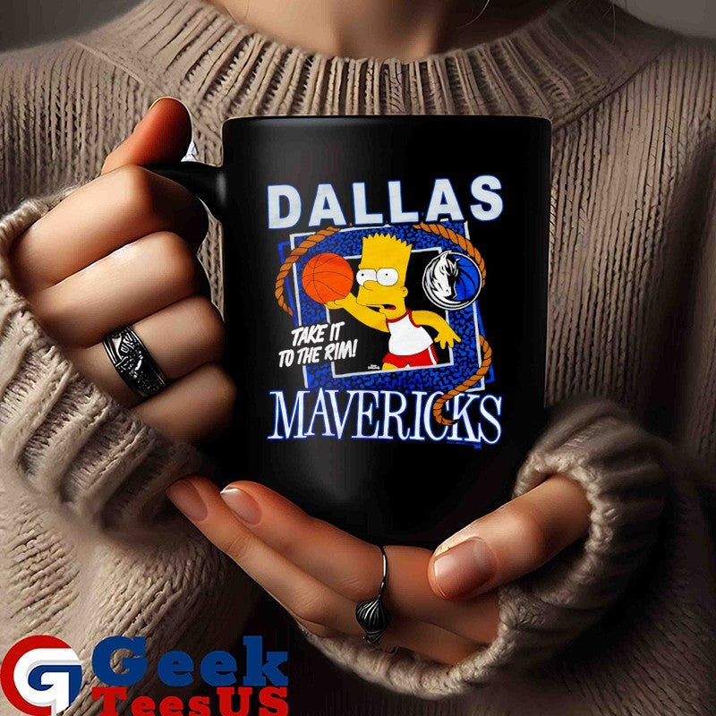 Bart Simpsons Dallas Mavericks NBA take it to the rim cartoon shirt