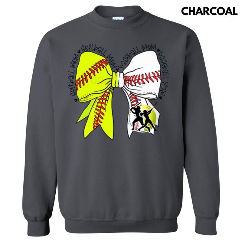 Baseball & Softball Mom Bow Sweatshirt T-Shirts, Hoodie | HypeDripTees.com