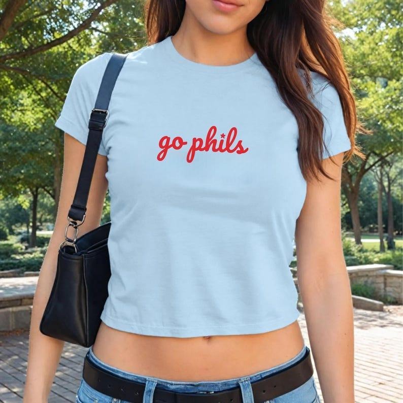 Baseball Baby Tee For Women, Philly Shirt, Gift For Philly Fan, Gift For Women, Trendy Summer Baseball Top Cotton