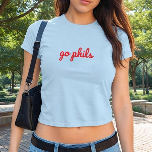 Baseball Baby Tee For Women, Philly Shirt, Gift For Philly Fan, Gift For Women, Trendy Summer Baseball Top Cotton