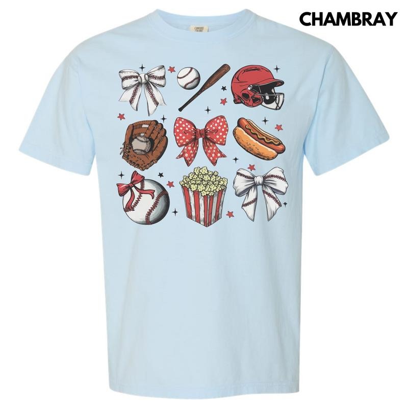 Baseball Bow Collage Comfort Colors T-Shirt Hoodie, Sweatshirt | HypeDripTees.com