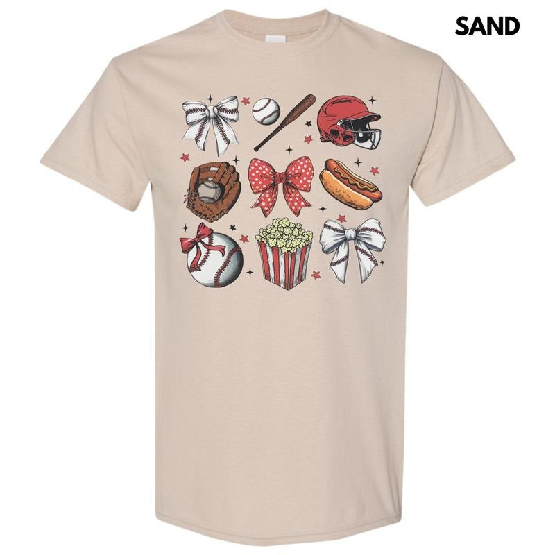 Baseball Bow Collage Gildan Short Sleeve T-Shirt Hoodie, Sweatshirt | HypeDripTees.com