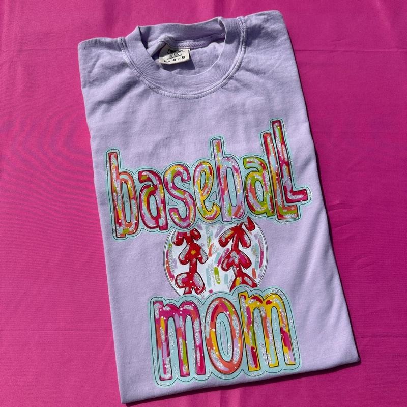 Baseball Brushstroke Mom Comfort Colors T-Shirt Hoodie, Sweatshirt | HypeDripTees.com
