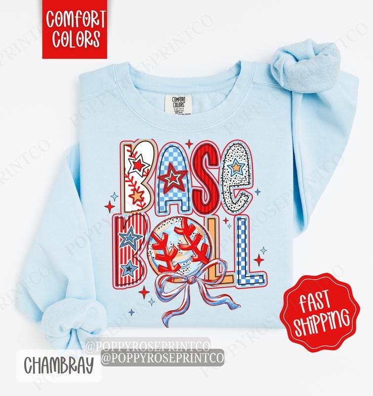 Baseball Comfort Colors Sweatshirt, Baseball Women's Crewneck, Cute Baseball Women's Sweater T-Shirts, Hoodie