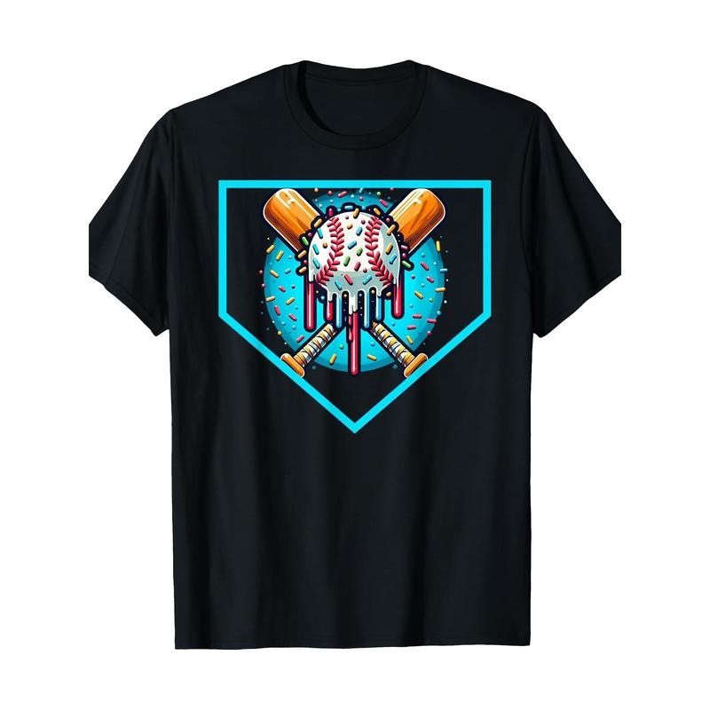 Baseball Home Plate Drip Shirt - Soft and Comfortable Men's T-Shirt for Ice Cream Softball and Baseball Fans Made in USA...
