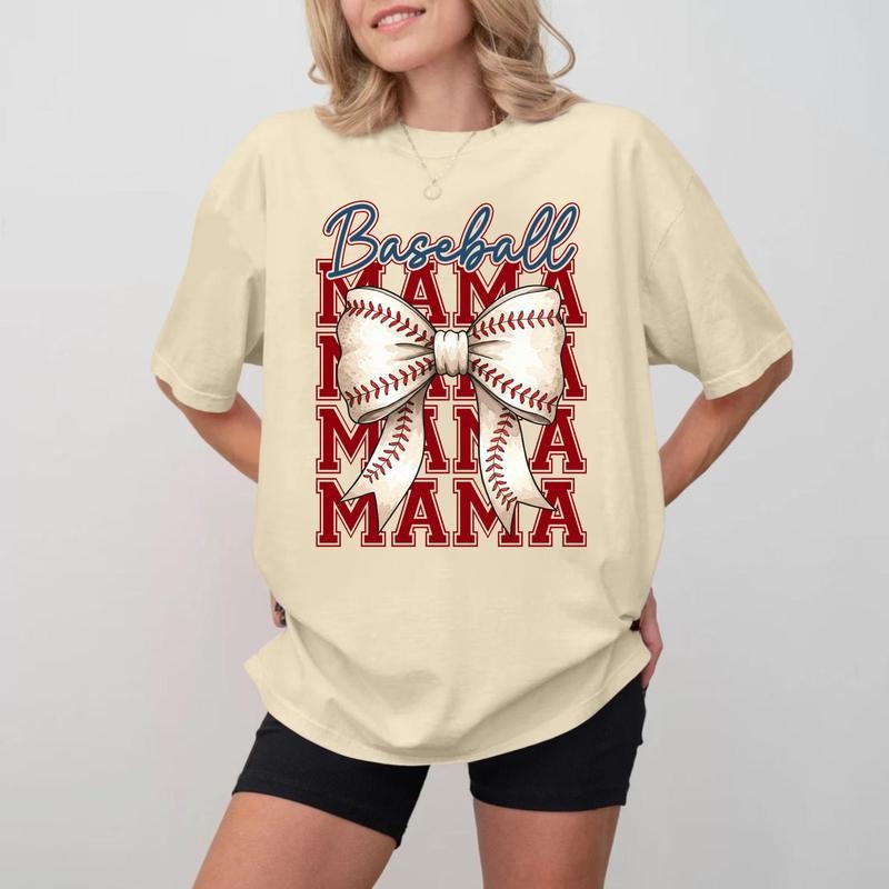 Baseball MAMA Letter Print T-shirt, Unisex Soft Cotton Crewneck Hoodie, Sweatshirt | HypeDripTees.com