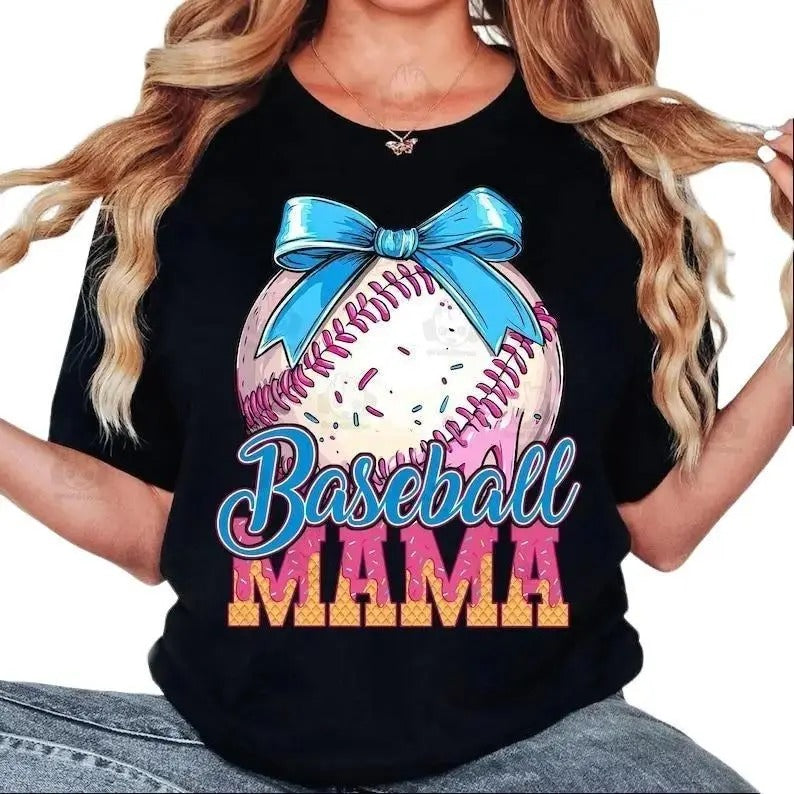 Baseball Mama Drip Shirt, Baseball Ice Cream Drip T-shirt, Baseball Season Graphic Tee, Game Day Baseball Shirt, Baseball...