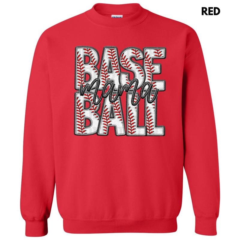 Baseball Mama Faux Embroidery Sweatshirt 'NLB' T-Shirts, Hoodie | HypeDripTees.com