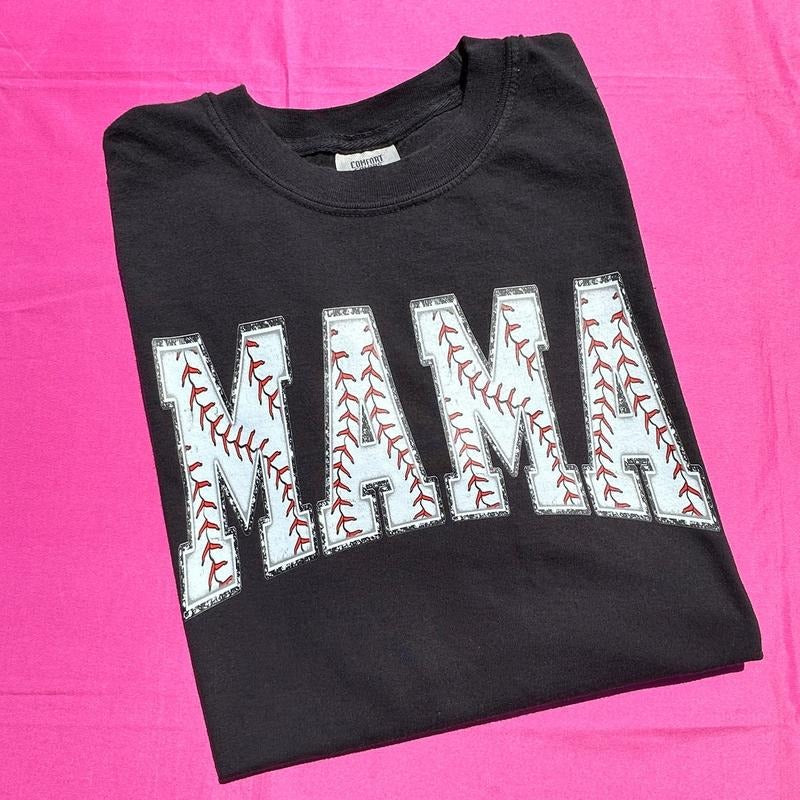 Baseball Mama Varsity Letter Comfort Colors T-Shirt 'NLB' Hoodie, Sweatshirt | HypeDripTees.com