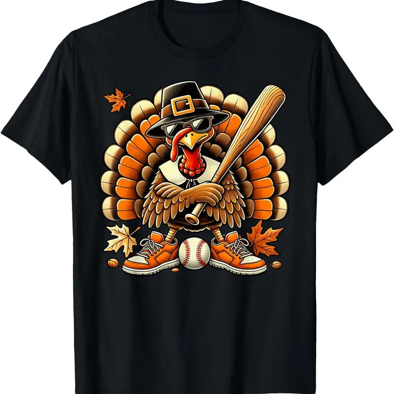 Baseball Player Turkey Funny Thanksgiving Day Boy  T-Shirt Hoodie, Sweatshirt | HypeDripTees.com