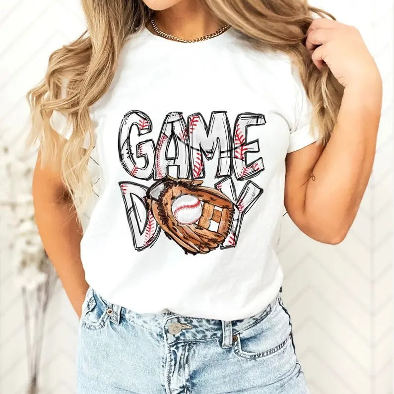 Baseball Shirt, Baseball Game Day Shirt for Women, Baseball Mom Shirt, Game Day Tee Collar Everyday Casual Cotton Fabric...