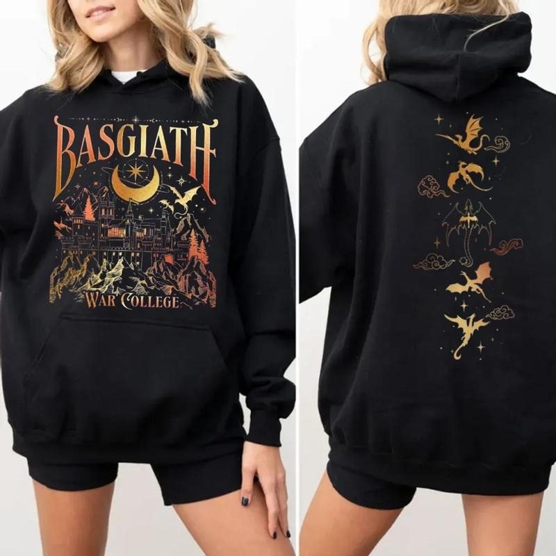 Basgiath War College 2 Sided Shirt, Vintage Dragon Rider Hoodie, Fourth Wing Riders Quadrant Sweatshirt,Trendy Book...