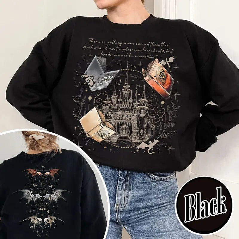 Basgiath War College Sweatshirt Dragon Rider Basgiath War College 2-sided Sweatshirt Violet Sorrengail Xaden Riorson Fly...