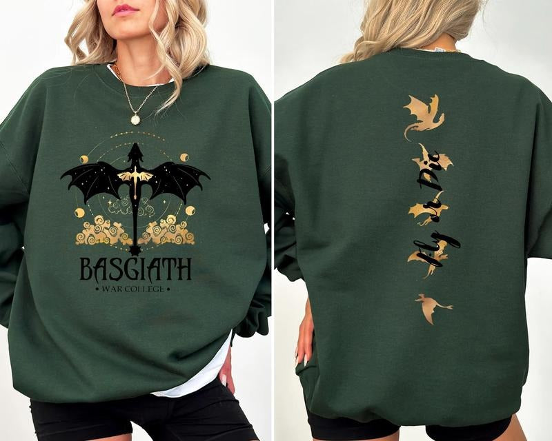 Basgiath War College Sweatshirt, Dragon Rider, Fourth Wing Sweatshirt, Violet Sorrengail, Xaden Riorson, Riders Quadrant,...