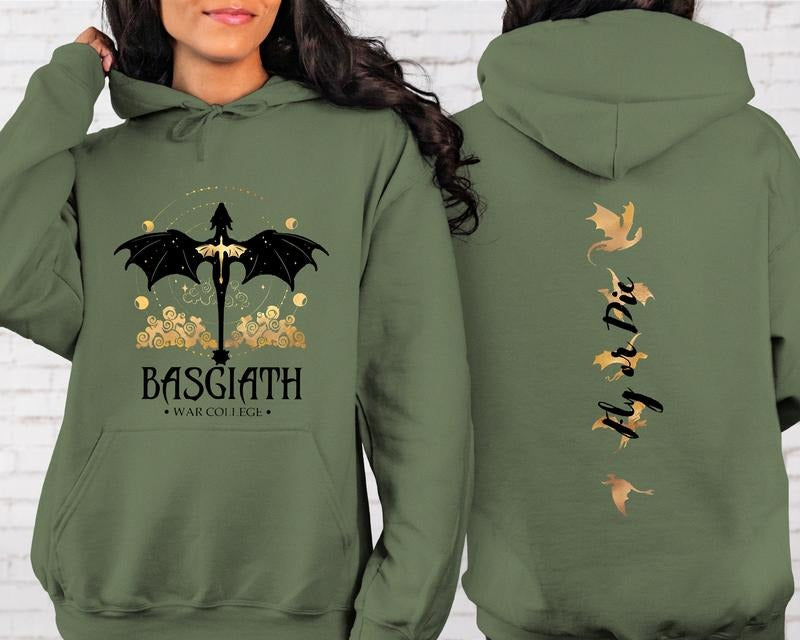 Basgiath War College Sweatshirt, Fourth Wing Hoodie ,Dragon Rider, Violet Sorrengail, Fly or Die T-shirt | HypeDripTees.com
