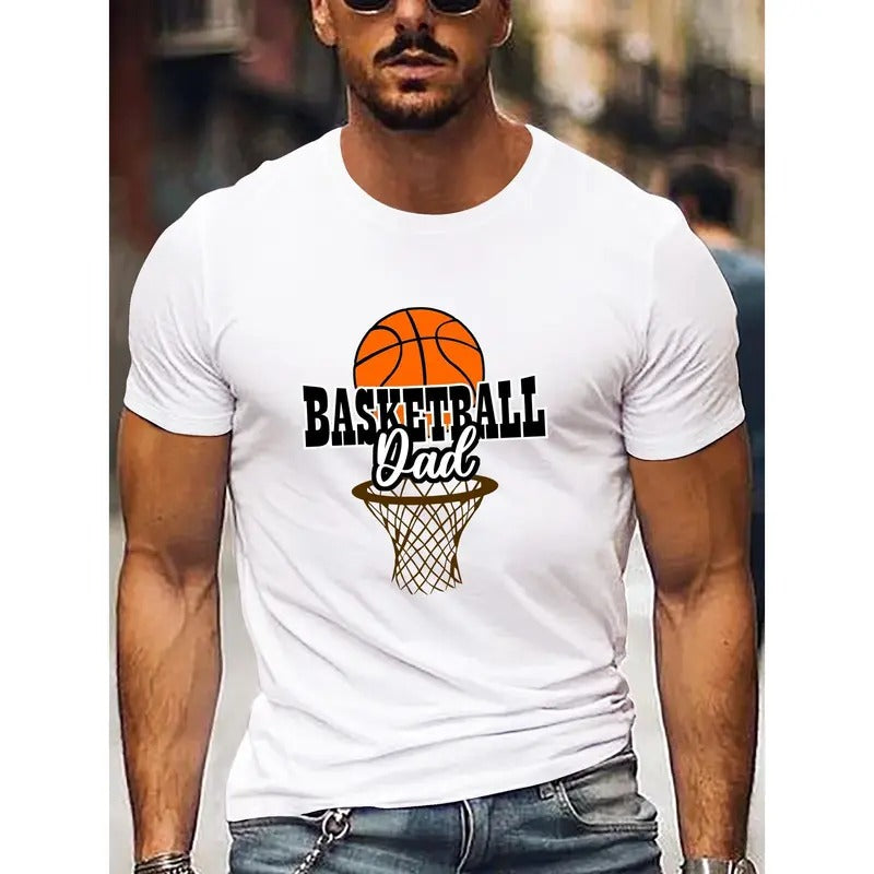 Basketball Graphic Men's Short Sleeve T-shirt, Comfy Stretchy Trendy Tees For Summer, Casual Daily Style Fashion Clothing...