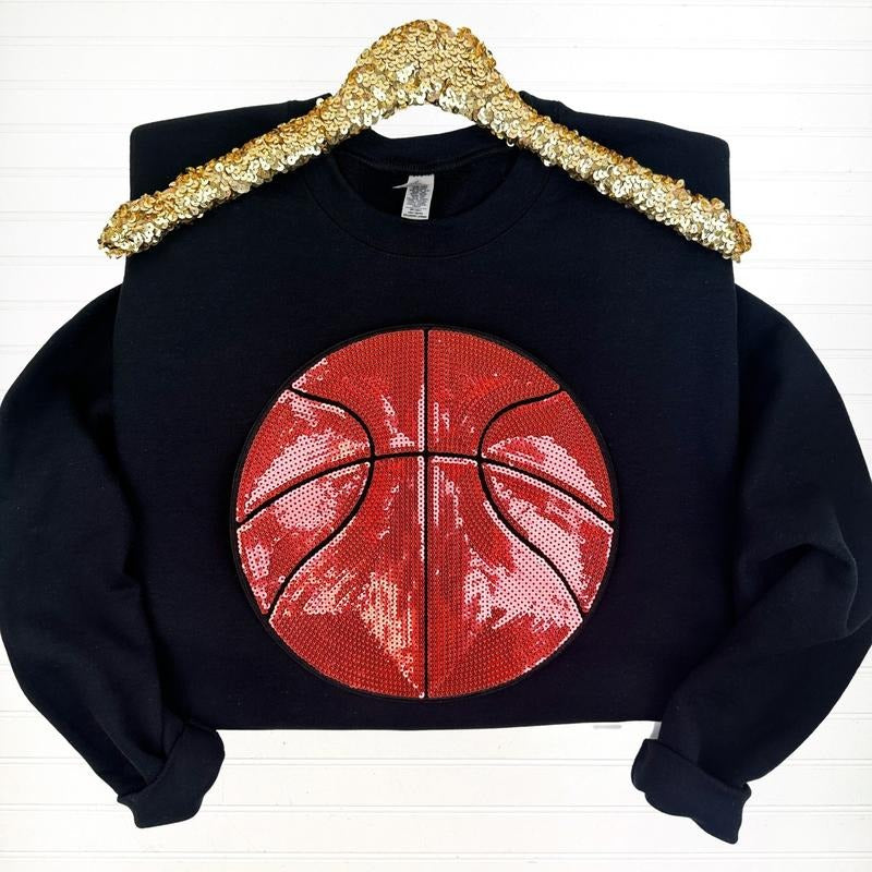 Basketball Sequin Patch Sweatshirt T-Shirts, Hoodie | HypeDripTees.com