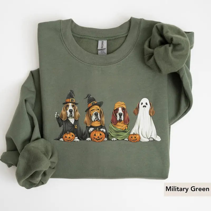 Basset Hound Halloween SWeatshirt, Dog lover Shirt Hoodie | HypeDripTees.com