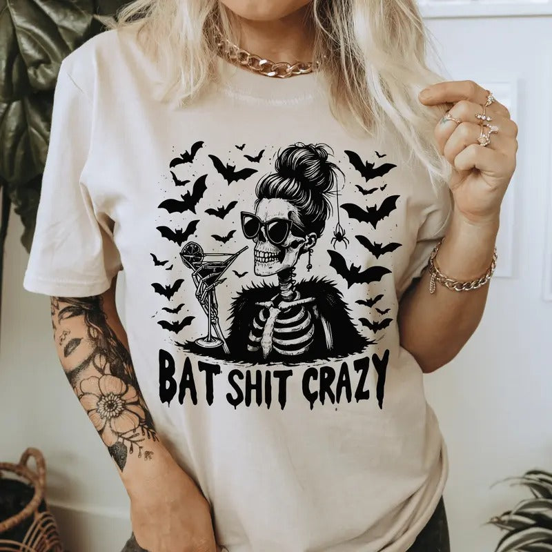 Bat Shit Crazy Halloween Shirt. Casual Everyday Softstyle Halloween Unisex T-Shirt. Hoodie, Sweatshirt | HypeDripTees.com